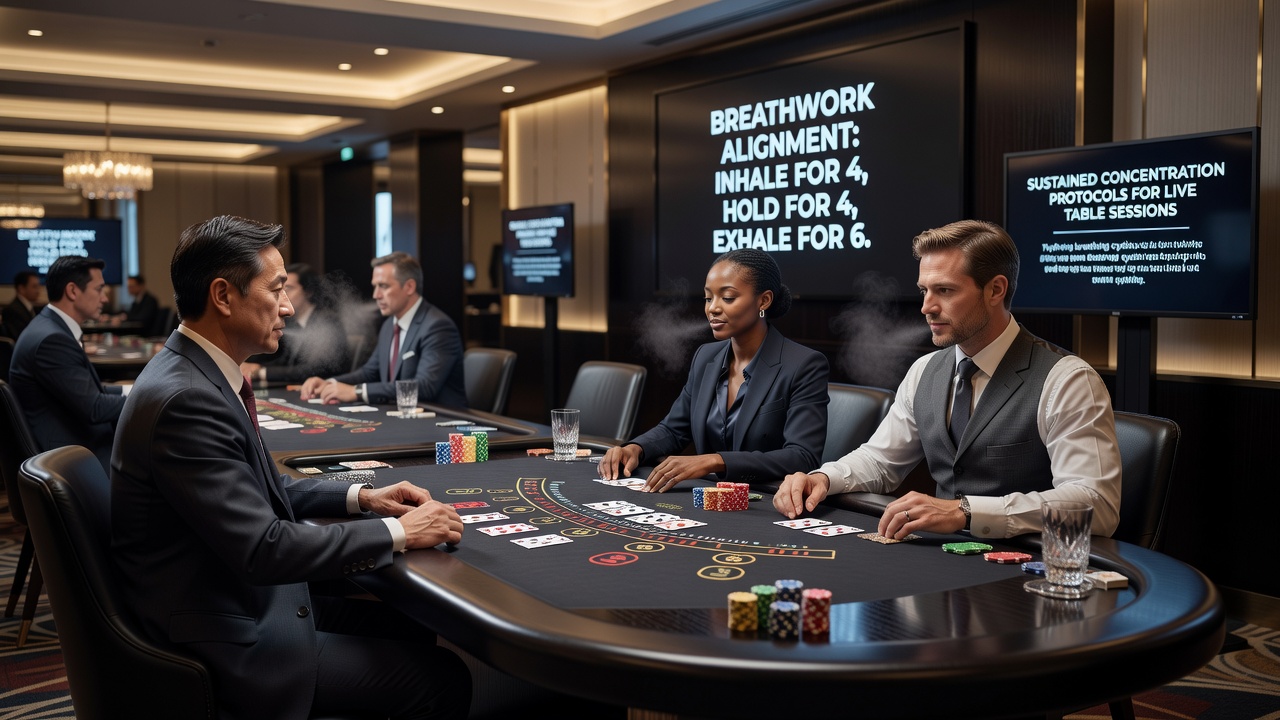 Close-up of hands and breathing focus during live table game