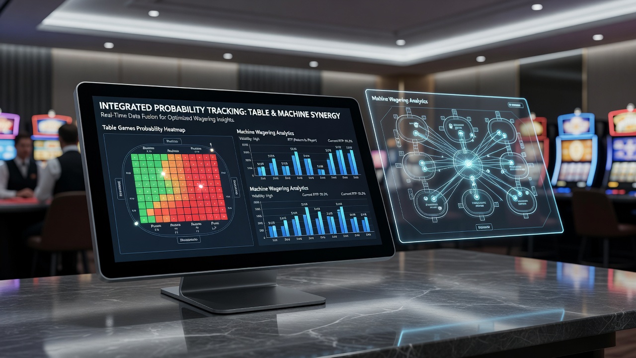 Analytics dashboard displaying probability metrics from both table games and slot machines side by side