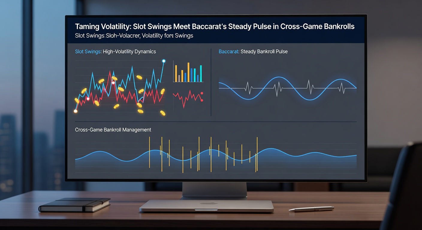 Graph overlay of slot volatility curves intersecting baccarat bankroll progression lines, highlighting reduced variance in hybrid play