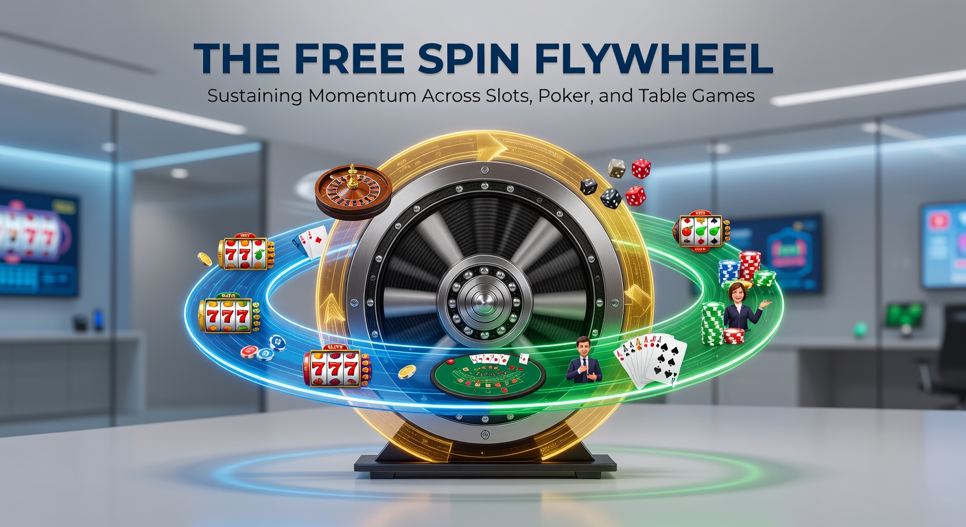 Poker chips stacked beside roulette wheel and slot payout screen, showing cross-game momentum transfer